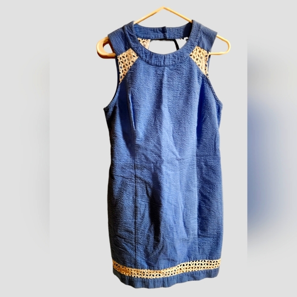 Lauren James Dresses & Skirts - Blue with White Lace Lauren James Sleeveless Dress